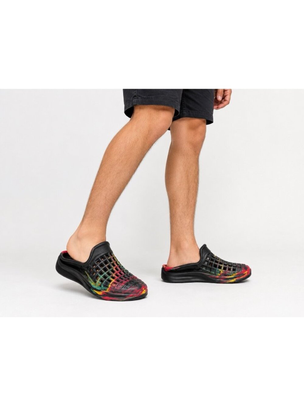 Lusso Cloud Mens Scenario Slide Swirl Rasta Colors Slip On Slides Waterproof 12